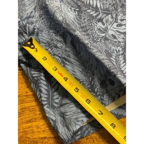 Peter Millar Atlantic Blue Tropical Leaf Print Swim Trunks - Picture 5 of 6